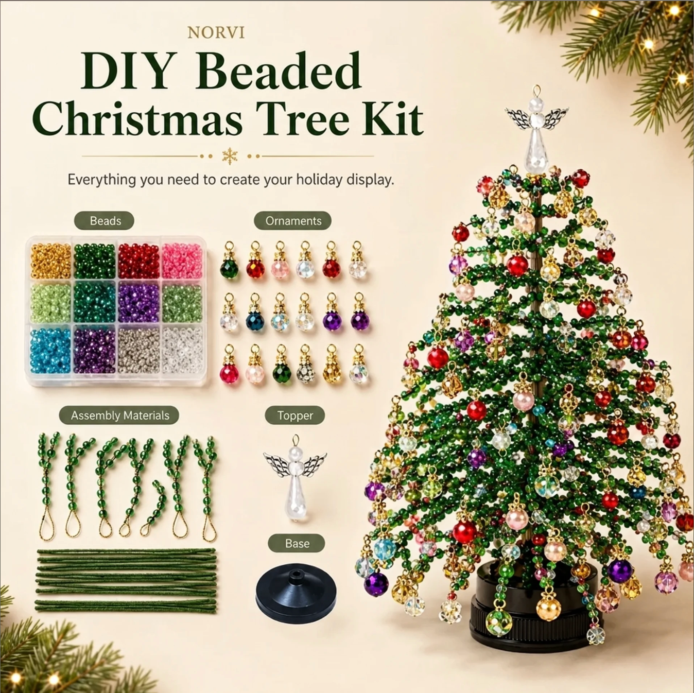 DIY Beaded Tree Kit with Lights